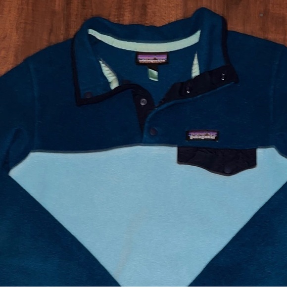 💜PATAGONIA SYNCHILLA💙 fleece pullover Small 1/4 snap button with pocket - Picture 2 of 4